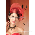 MYLOVE red feather headband with veil ladies sinamay fascinators MLSM048